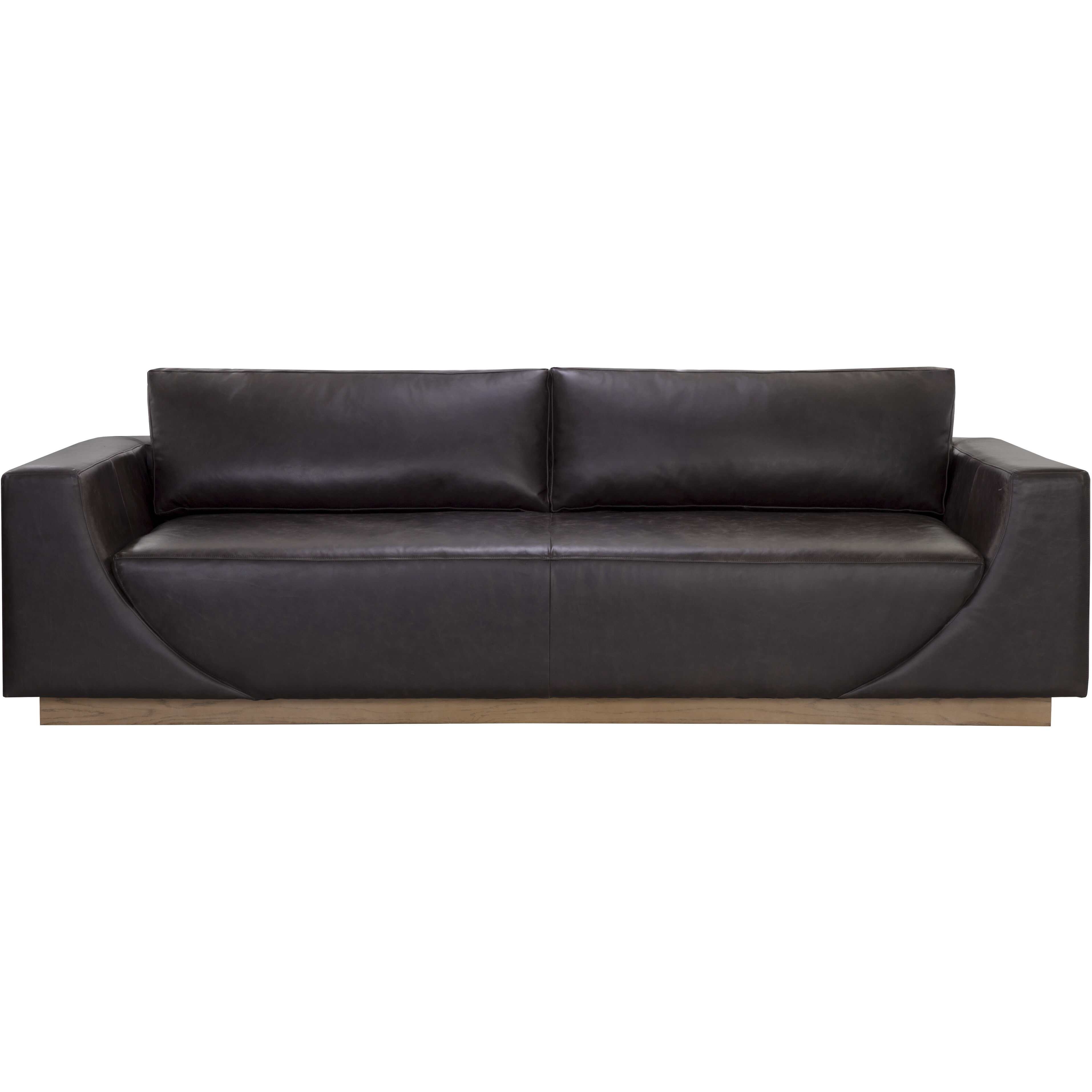 Anakin Light Oak / Tuscany Warm Black Leather Sofa